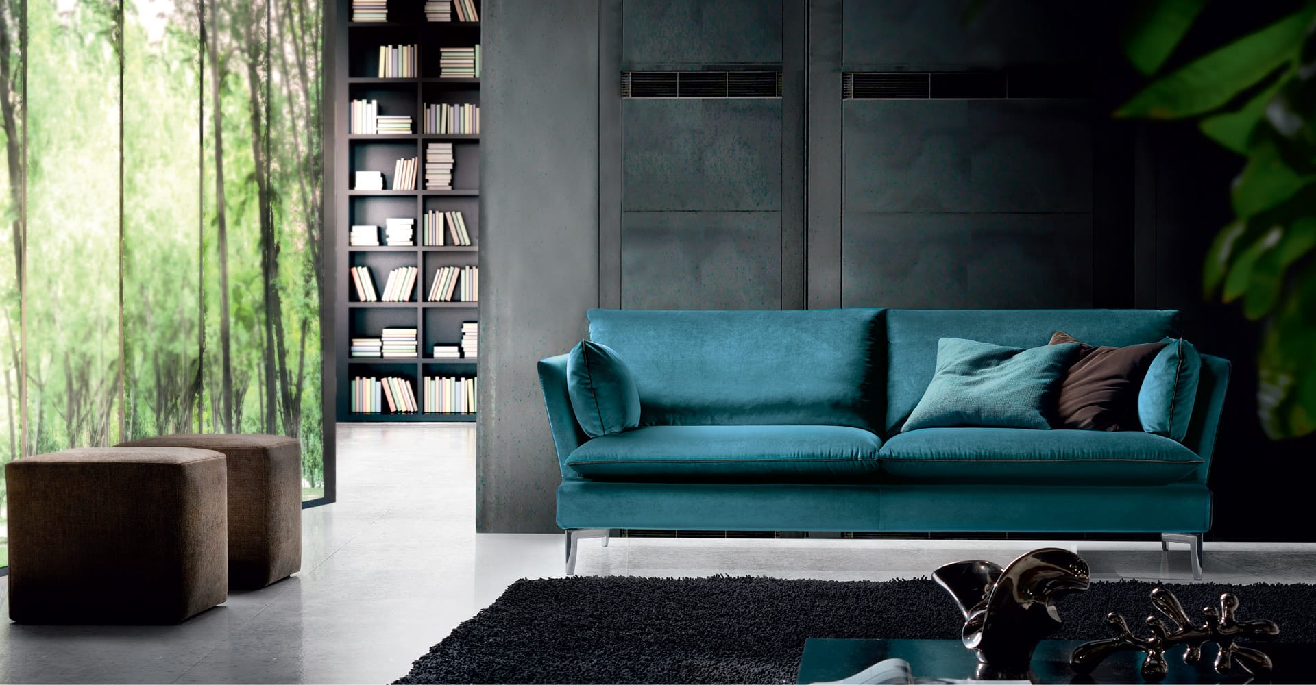 Divano moderno Joy verde petrolio