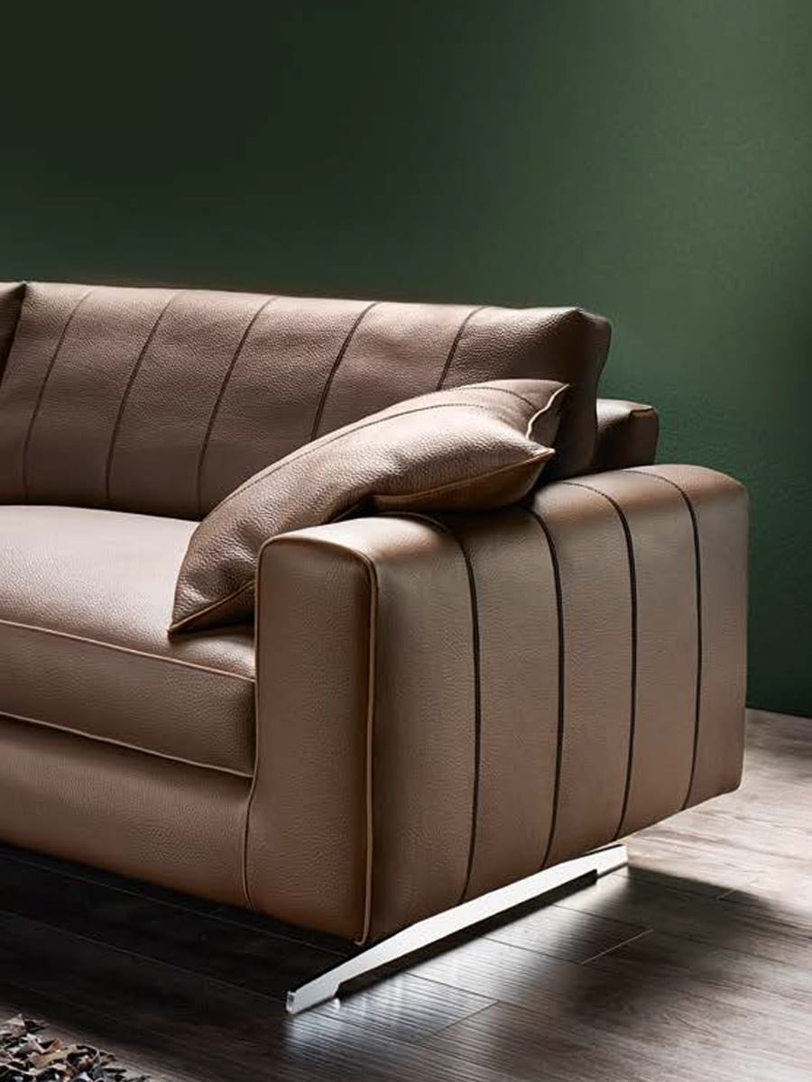 Divano moderno Stripe fianco pelle