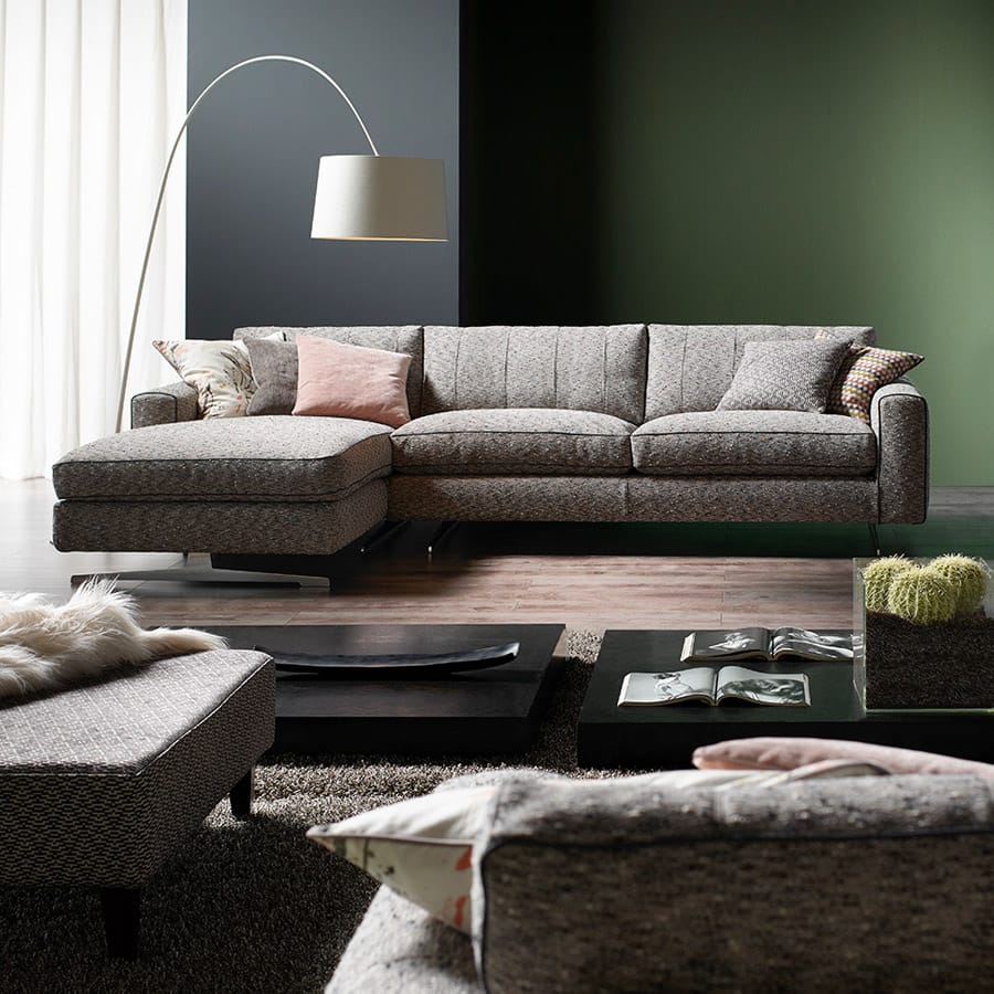 Divano moderno Stripe pelle con penisola
