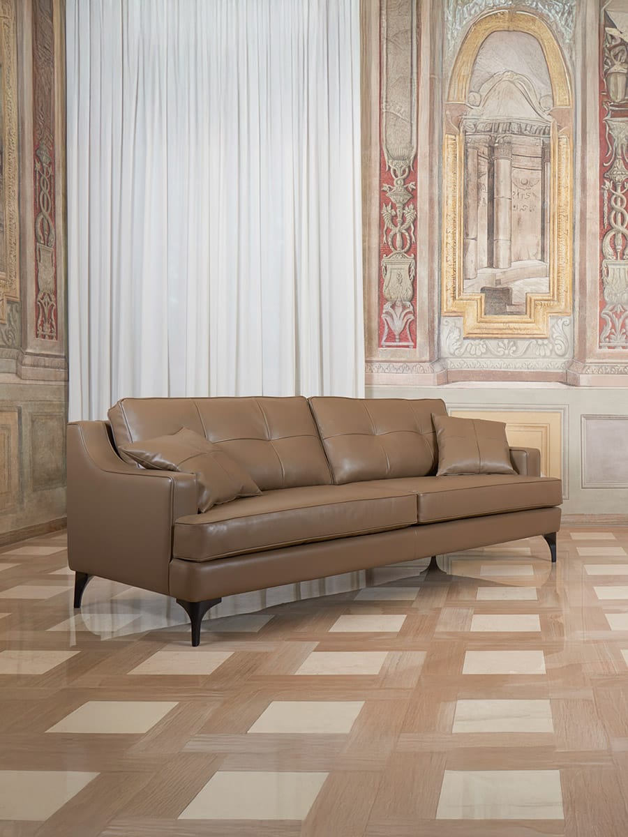 Divano classico gilberth pelle beige