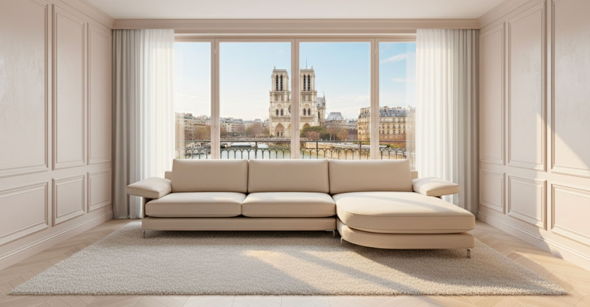 Divano moderno airone bianco penisola