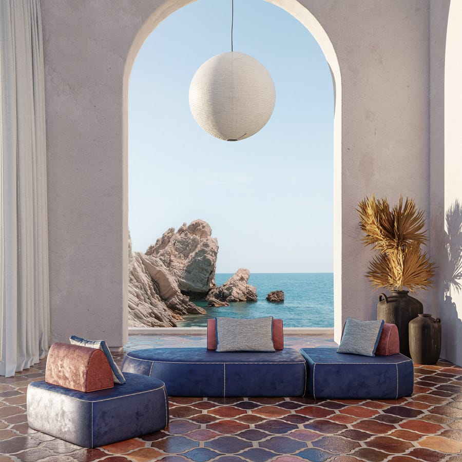 Divano moderno insula blu